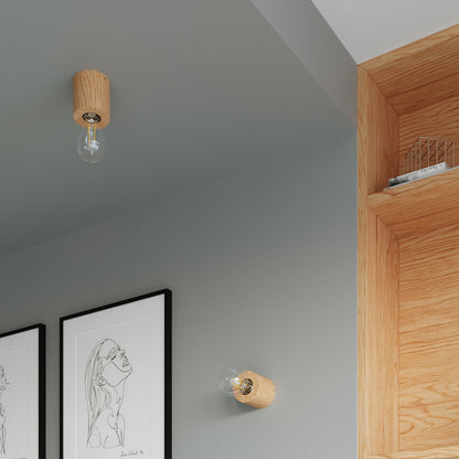 SALGADO cilindrische wandlamp naturel hout