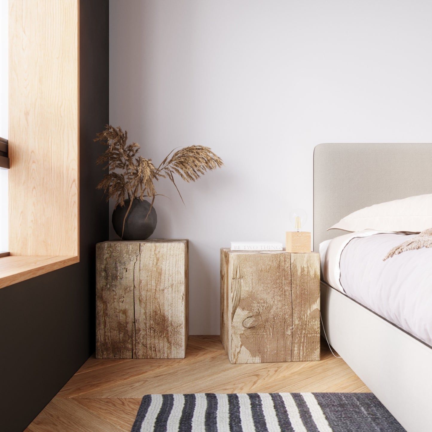 ARIZ vierkante wandlamp naturel hout