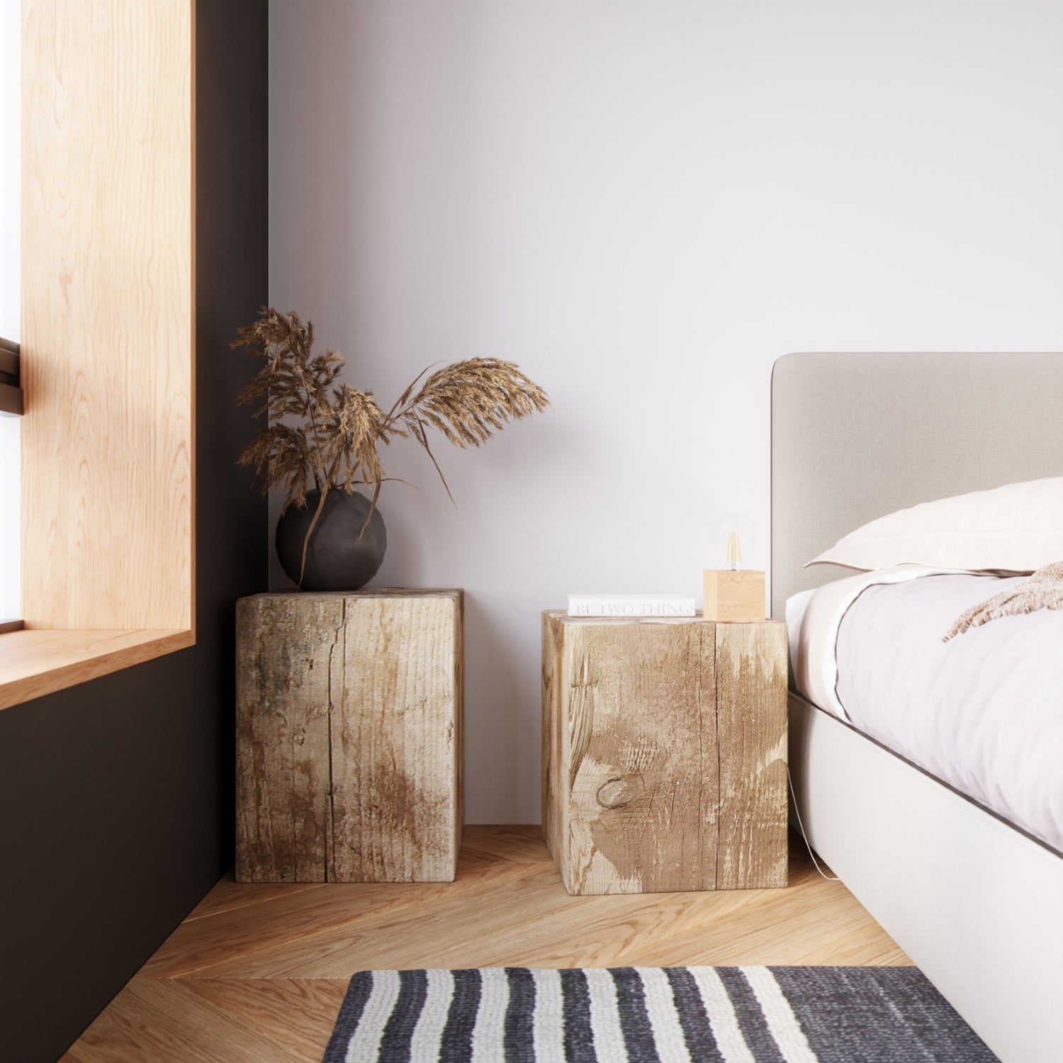 ARIZ vierkante wandlamp naturel hout