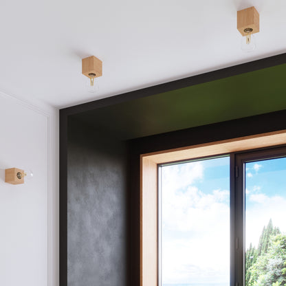 ARIZ vierkante wandlamp naturel hout
