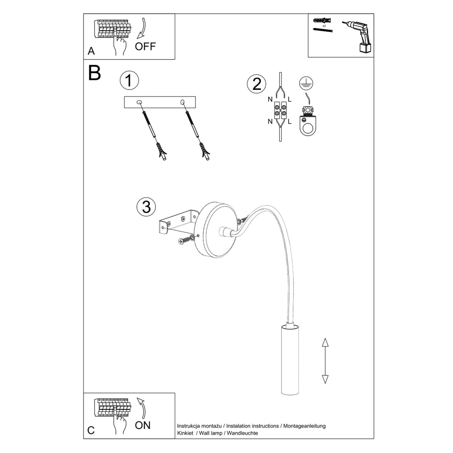 AXIL cilindrische wandlamp zwart