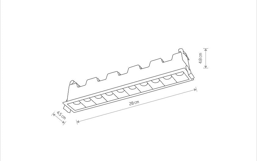 MINI LED 20W maattekening (zaagmaat 27,5 x 3,5 cm)