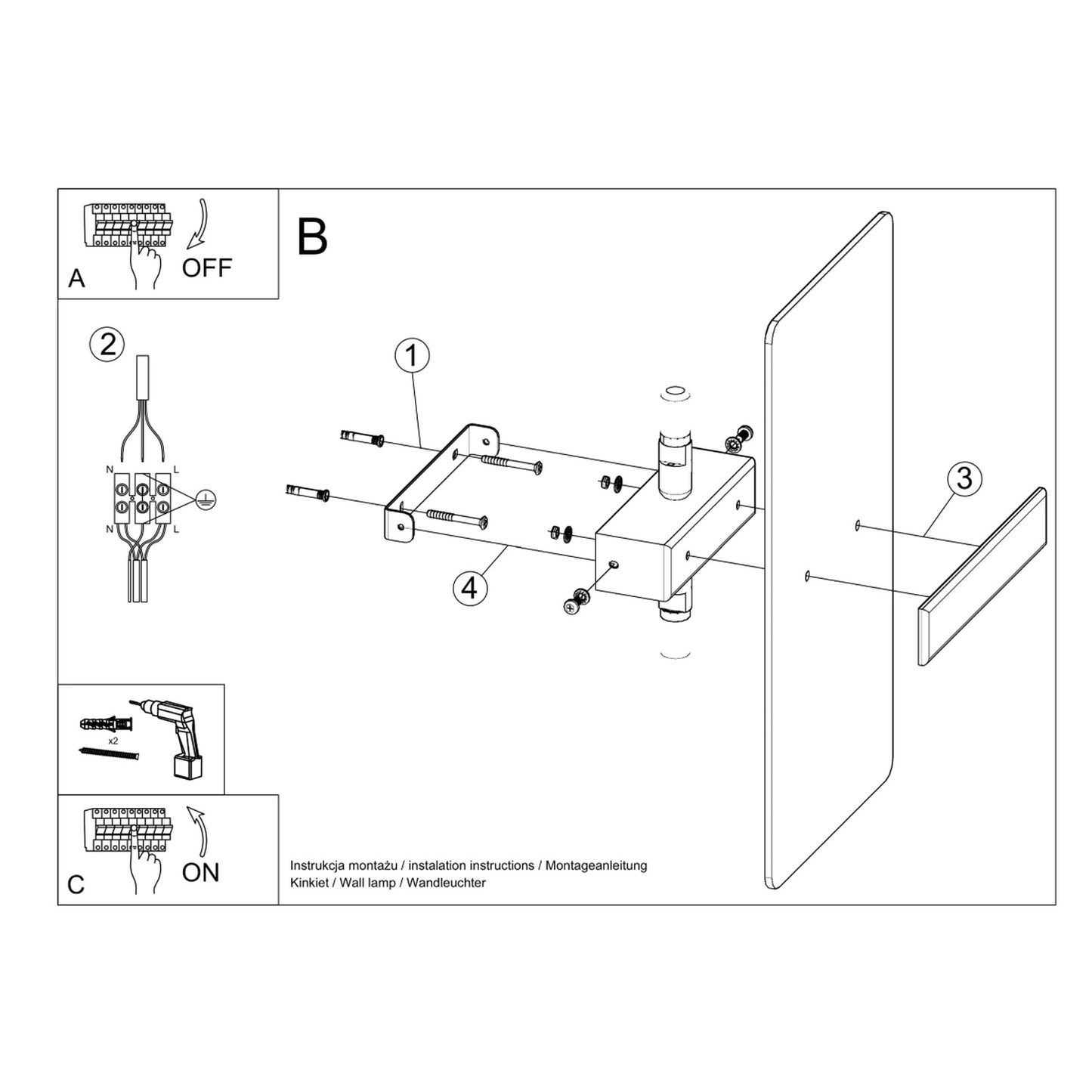AZALIA langwerpige wandlamp wit/chroom