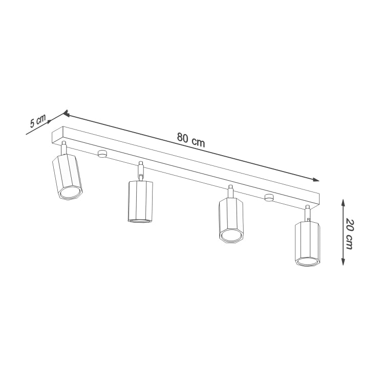ZEKE 4 | plafondlamp | 4 spots hout | GU10 eiken
