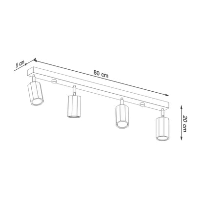 ZEKE 4 | plafondlamp | 4 spots hout | GU10 eiken