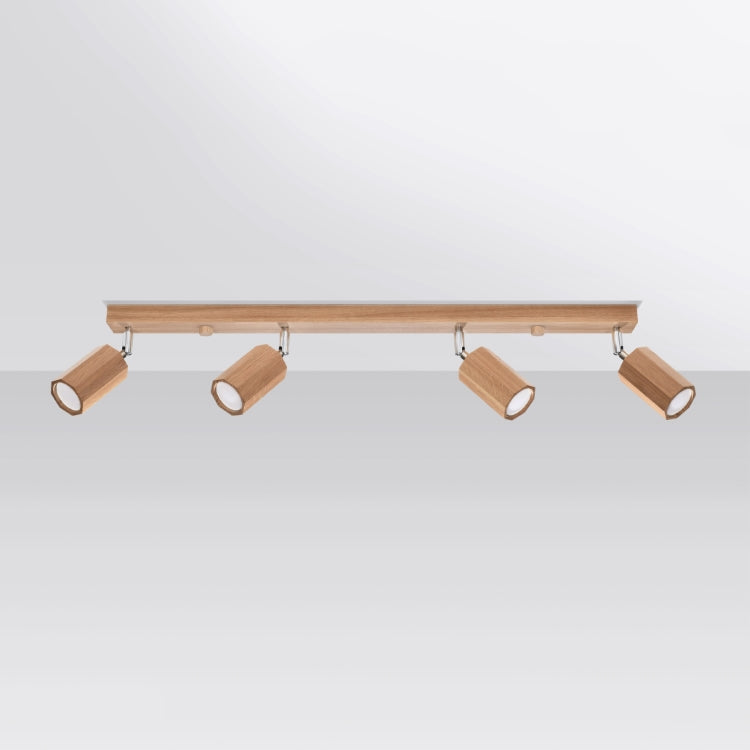 ZEKE 4 | plafondlamp | 4 spots hout | GU10 eiken