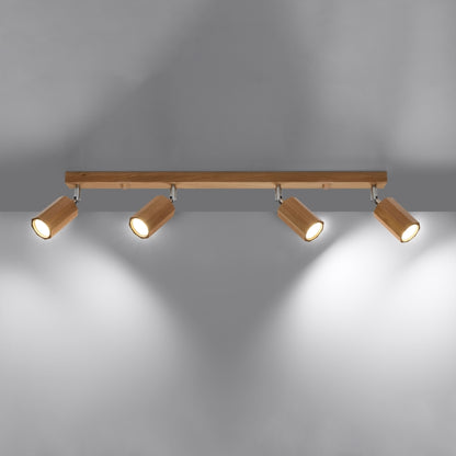 ZEKE 4 | plafondlamp | 4 spots hout | GU10 eiken