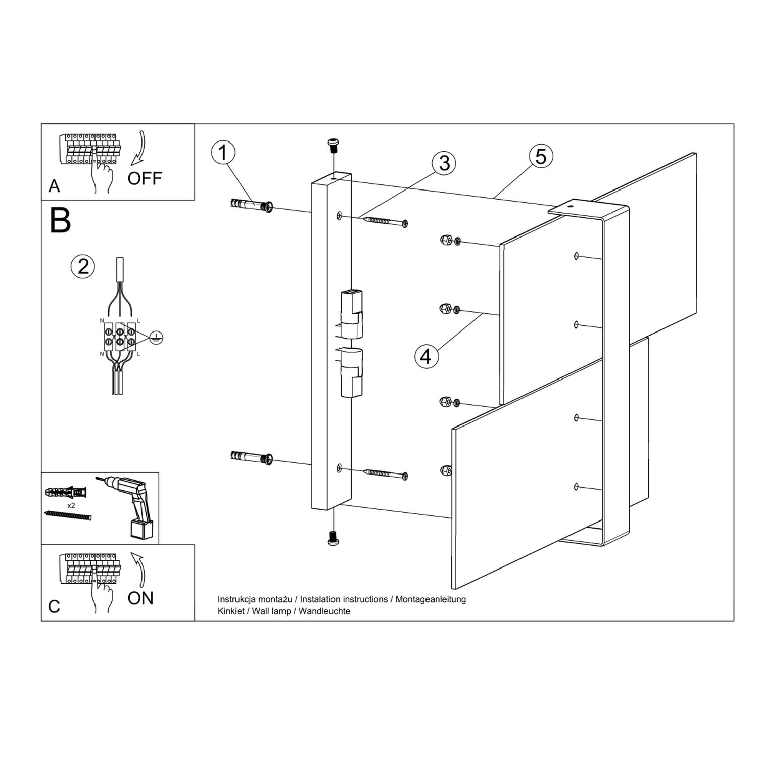 MASSIMO langwerpige wandlamp wit
