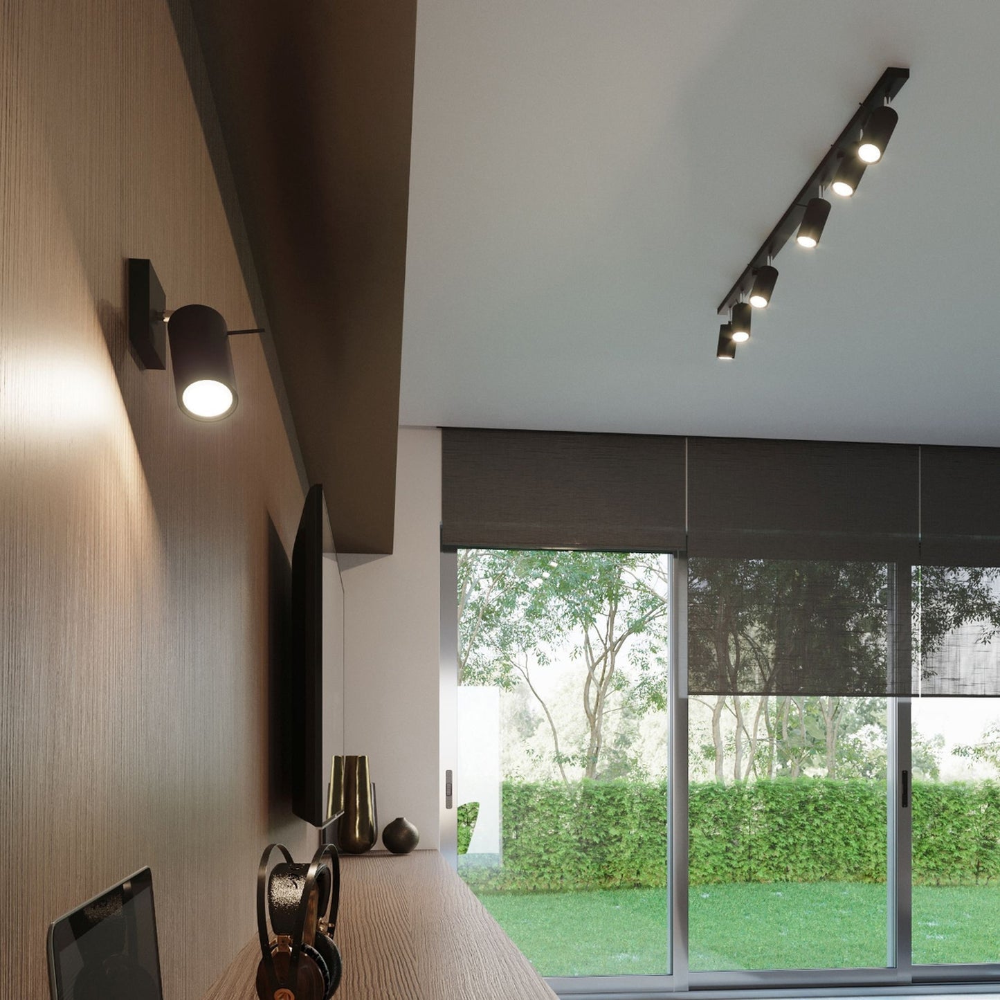 RING met schakelaar wandlamp zwart