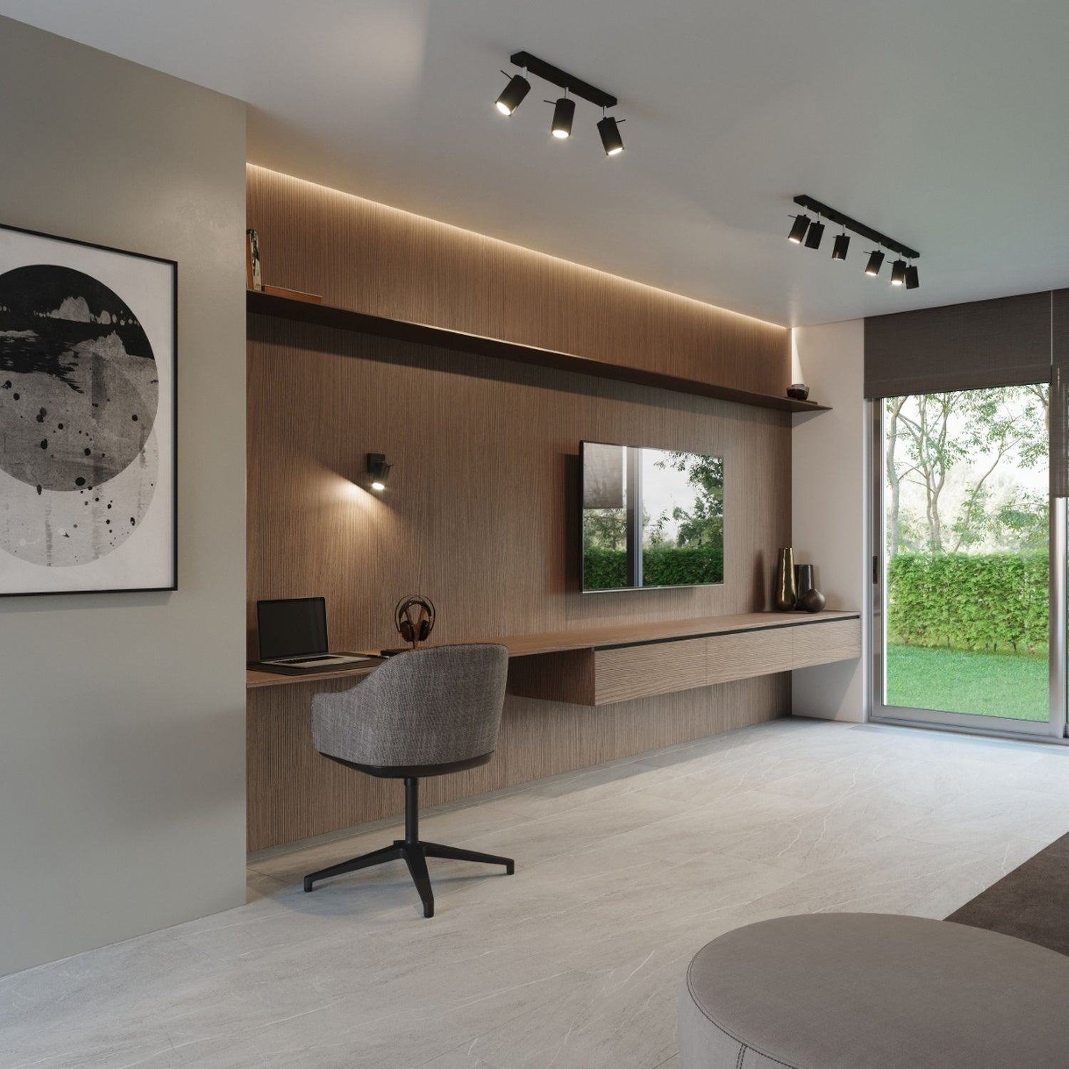 RING met schakelaar wandlamp zwart
