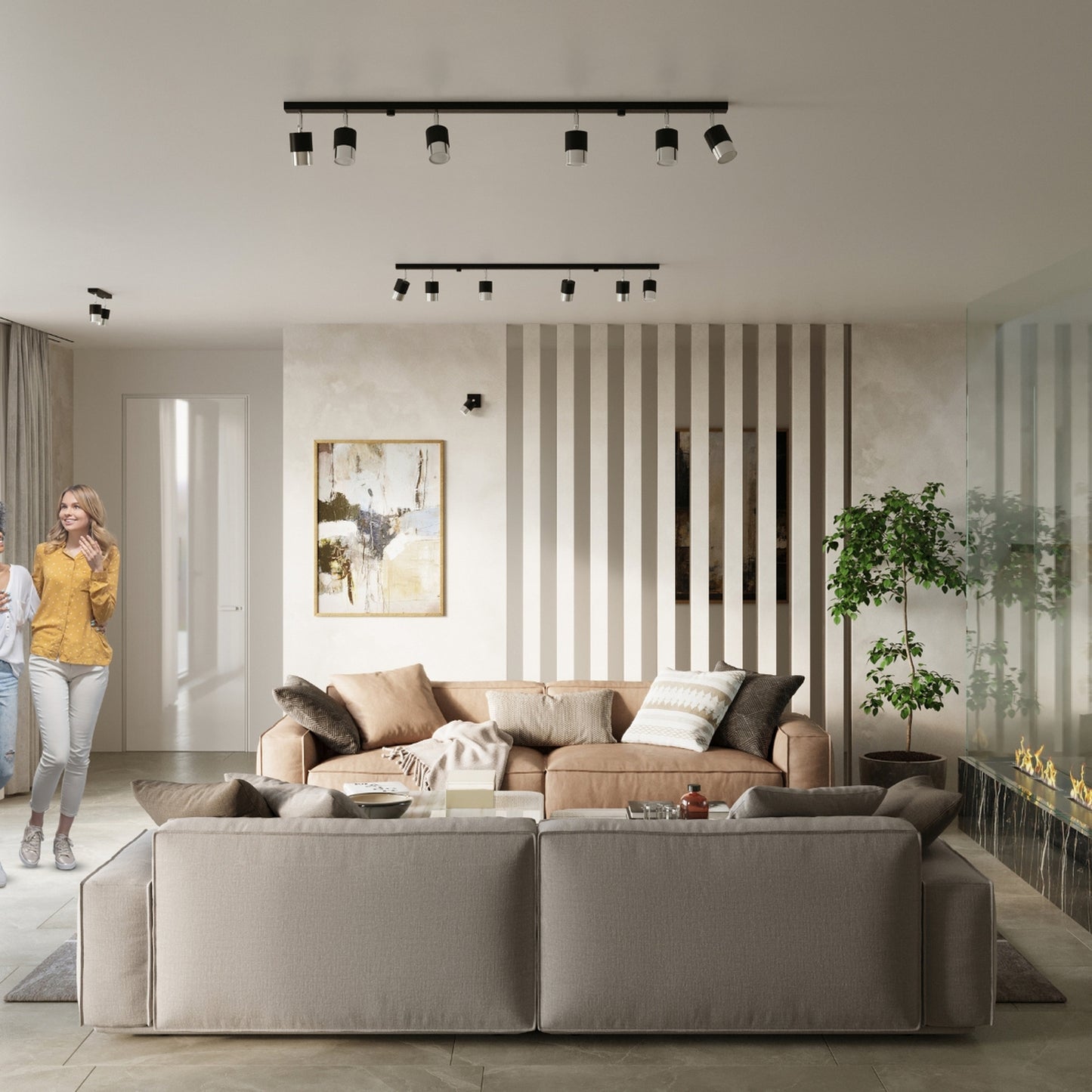 NERO cilindrische wandlamp zwart/chroom
