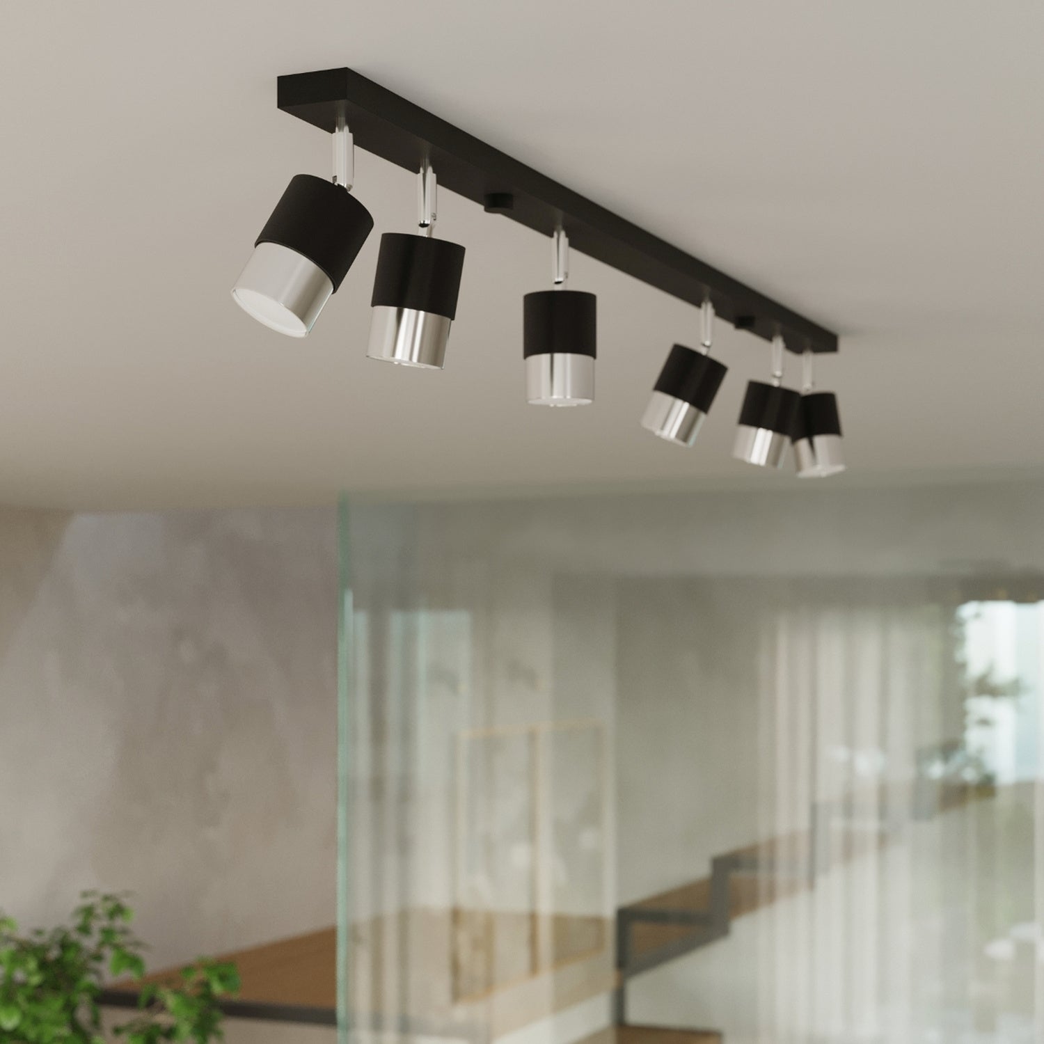 NERO cilindrische wandlamp zwart/chroom