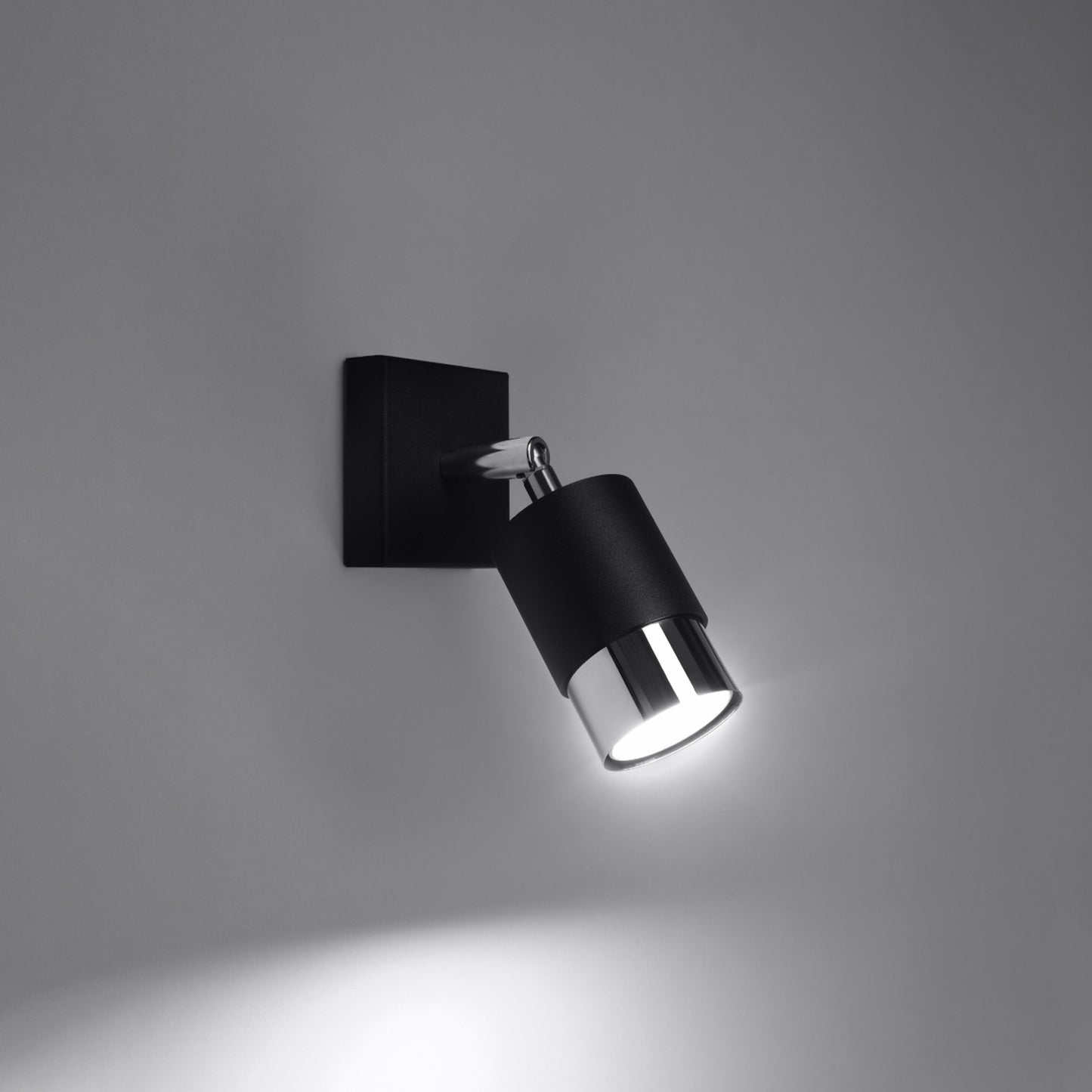 NERO cilindrische wandlamp zwart/chroom