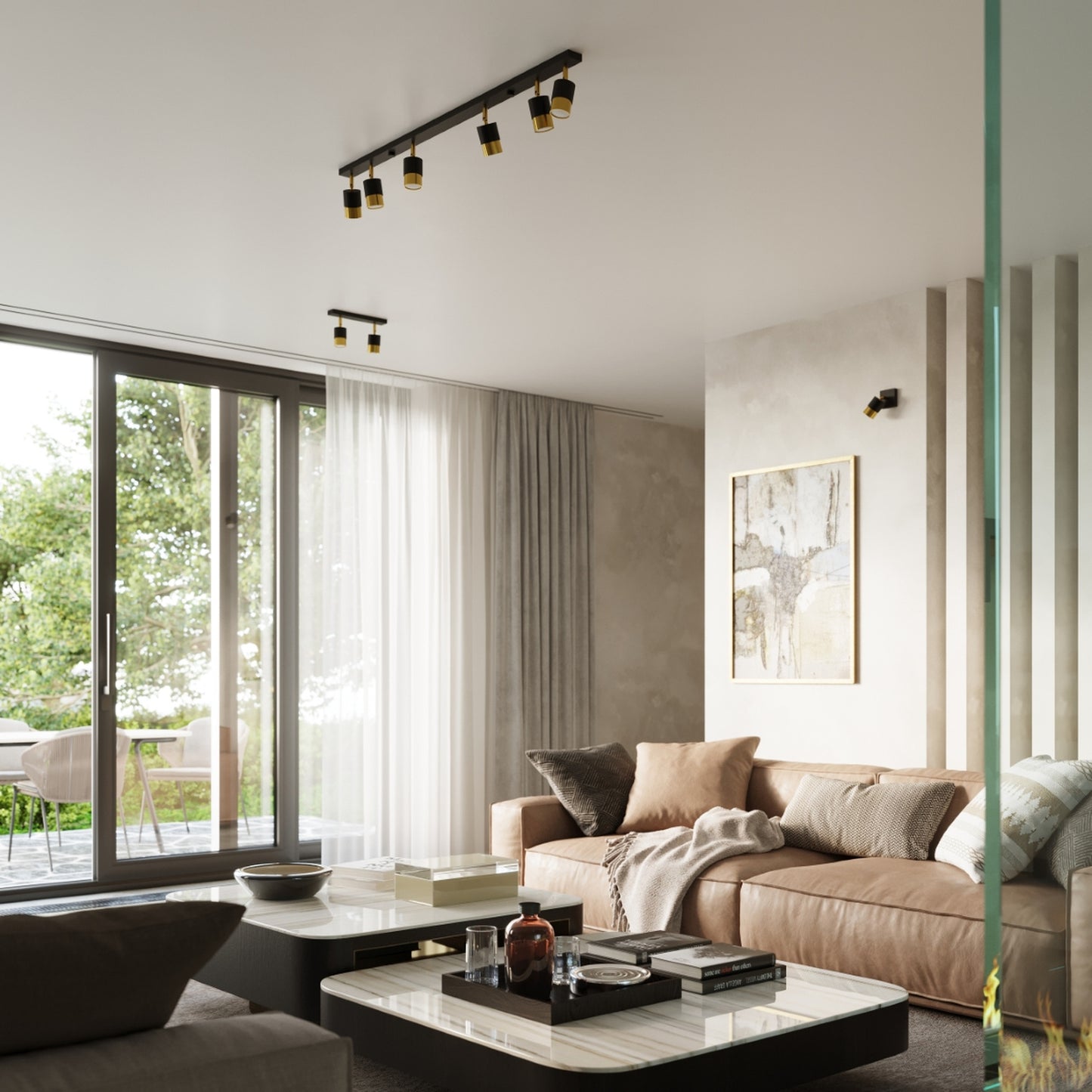 NERO cilindrische wandlamp zwart goud