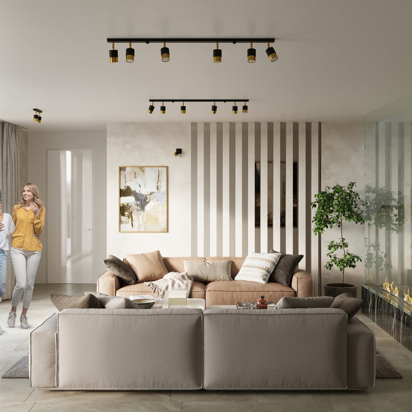 NERO cilindrische wandlamp zwart goud