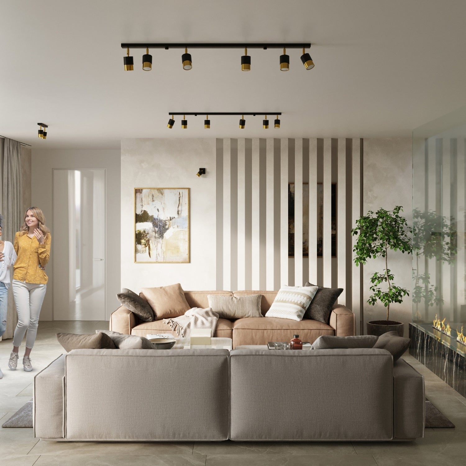 NERO cilindrische wandlamp zwart goud