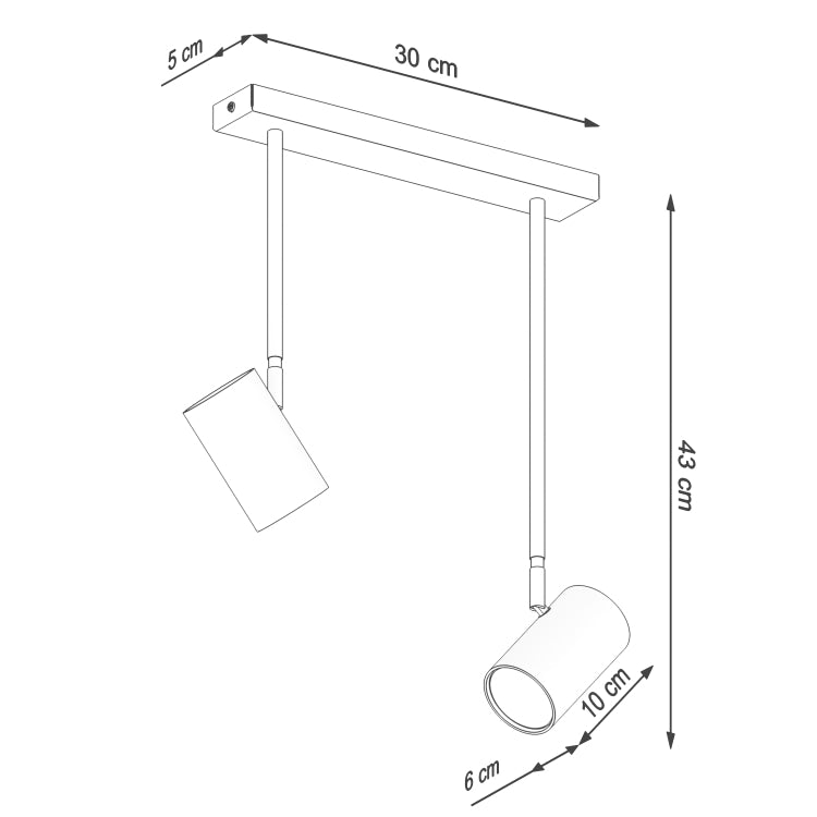NORANO 2 | plafondlamp | lange armen 2 spots | GU10 zwart