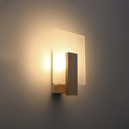 LAPPO vierkante wandlamp naturel hout