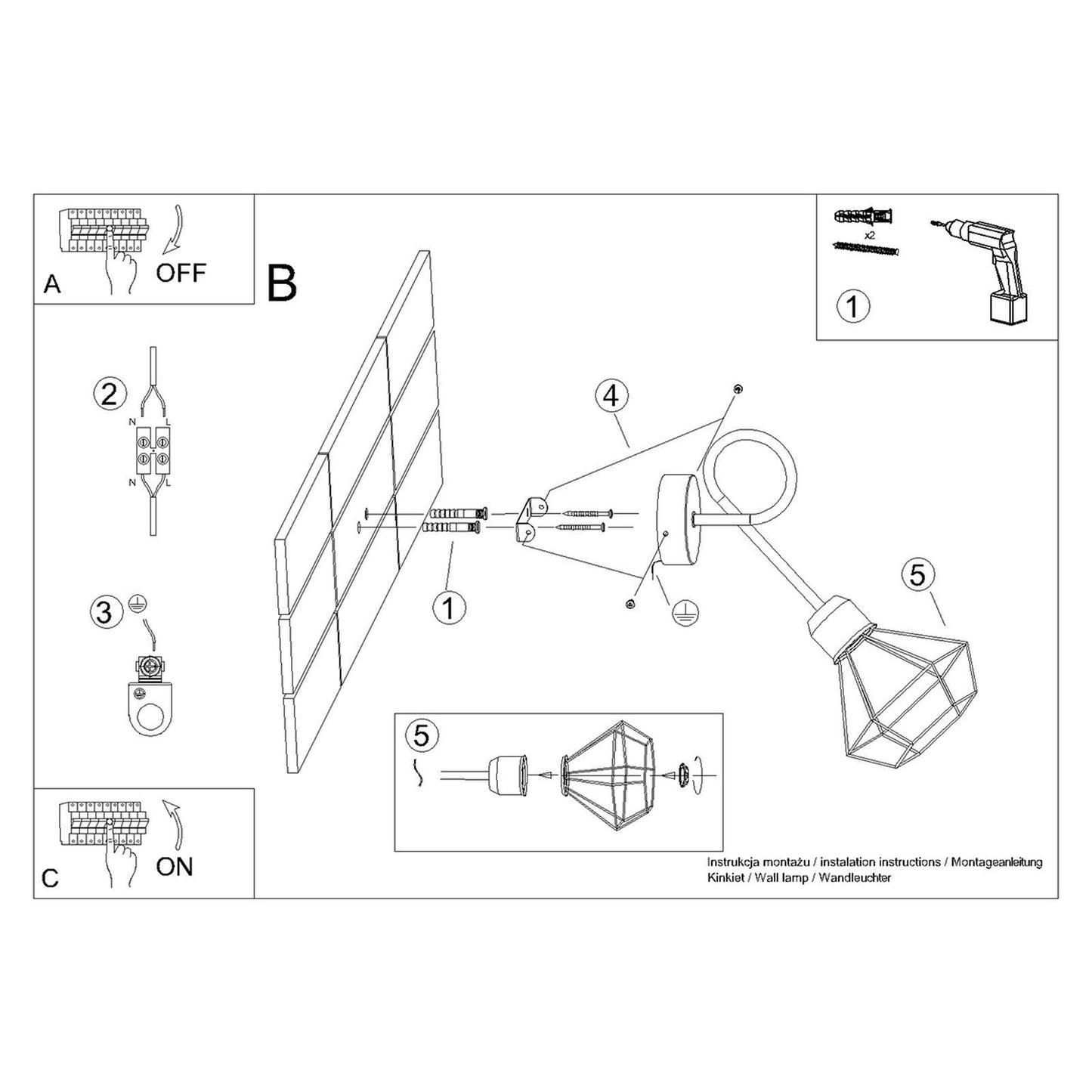 ARTEMIS wandlamp zwart groot