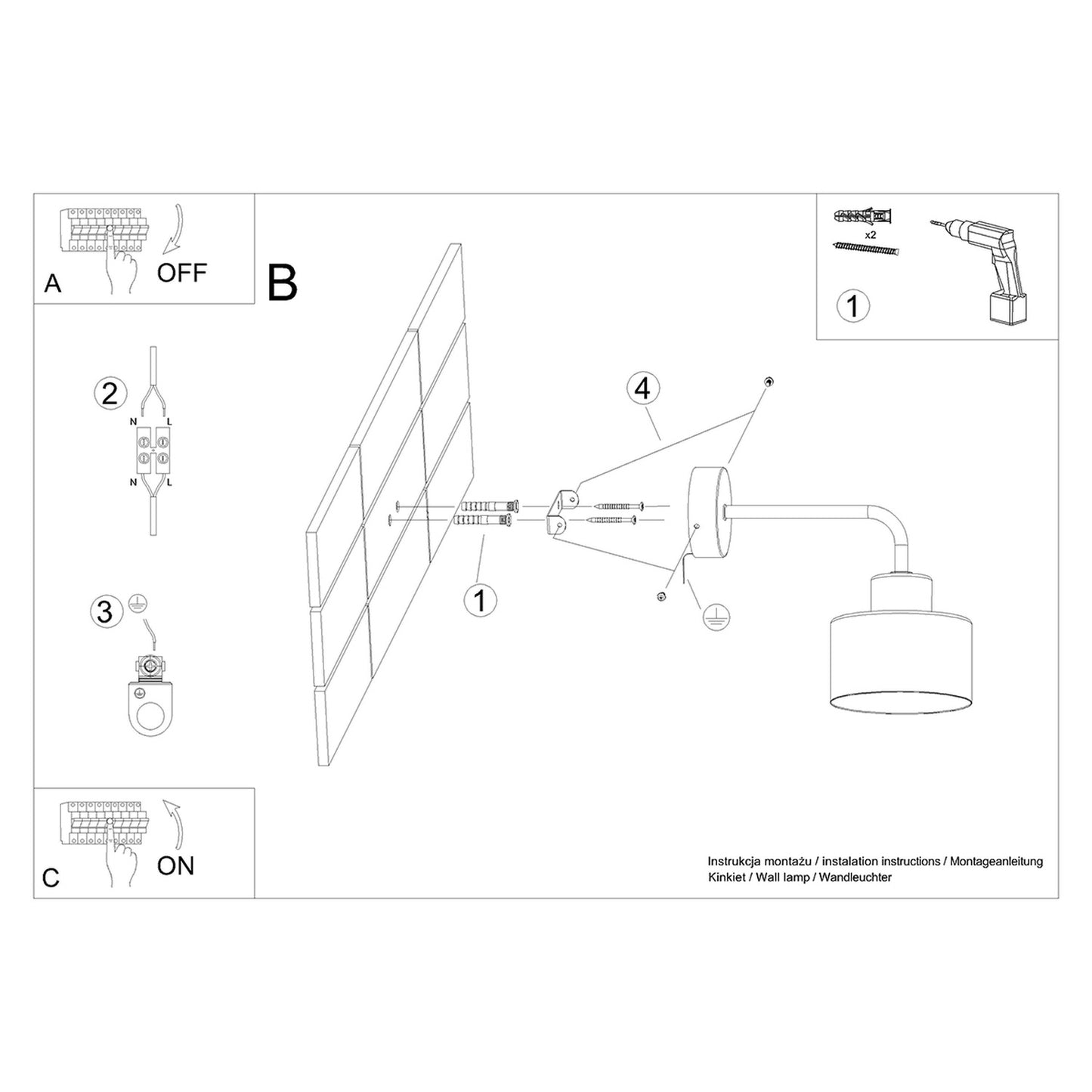 SAVAR cilindrische wandlamp zwart