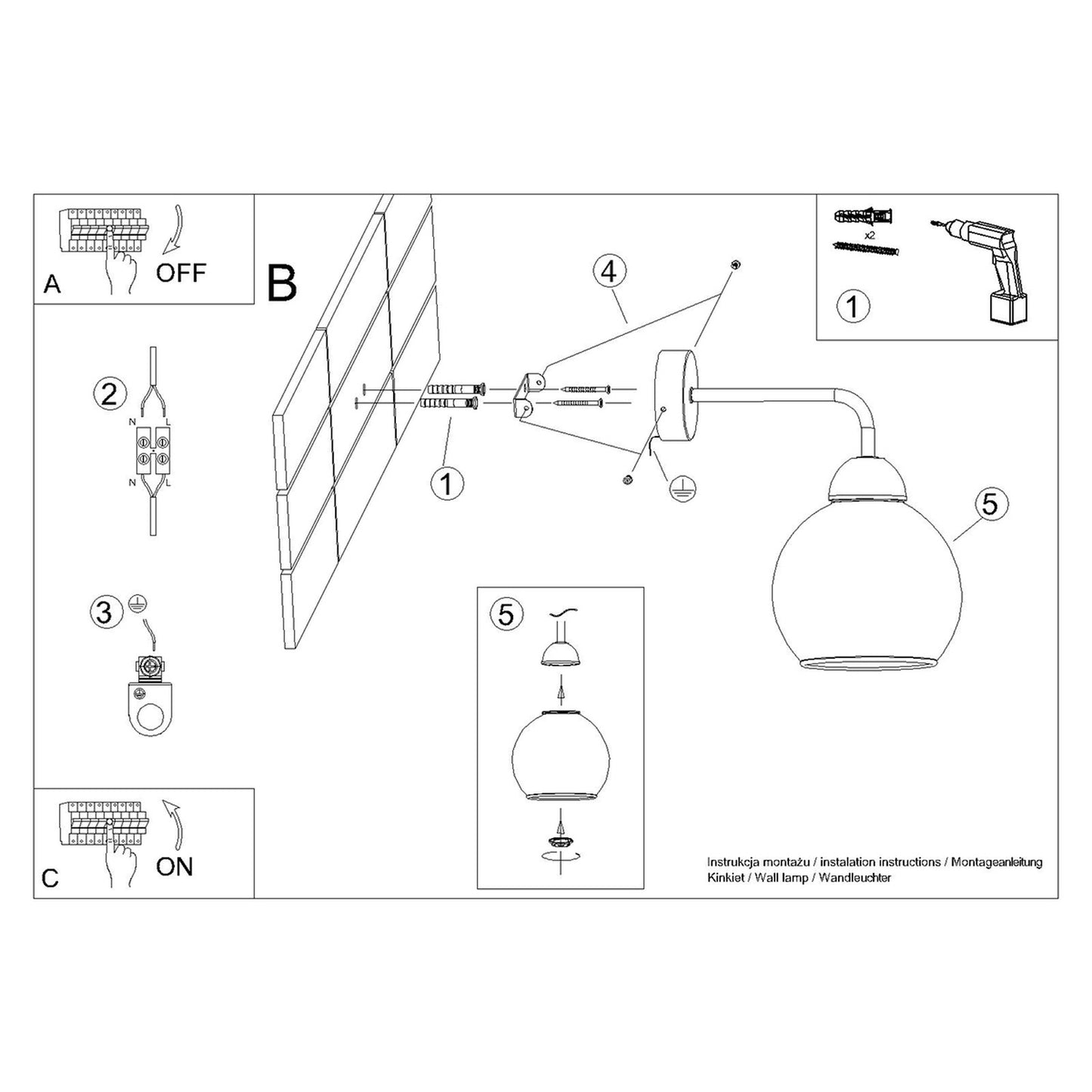ALINO ronde wandlamp zwart