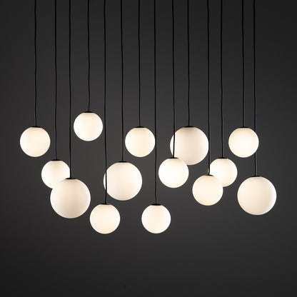 SNOWBALL XIV | lineaire hanglamp | 14 glazen bollen | G9