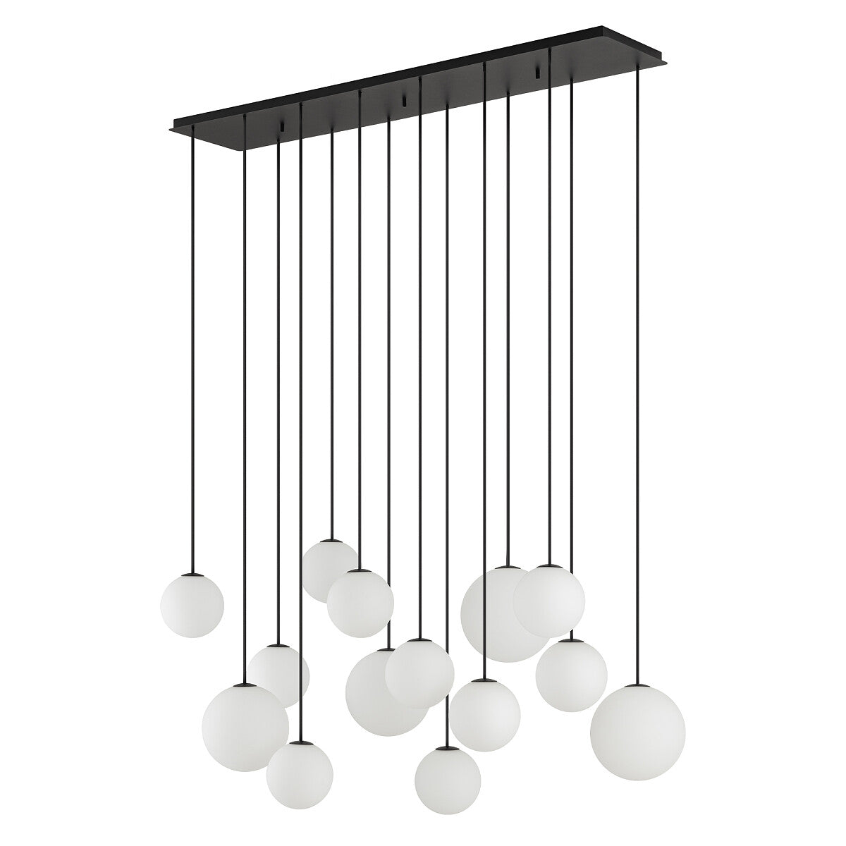 SNOWBALL XIV | lineaire hanglamp | 14 glazen bollen | G9