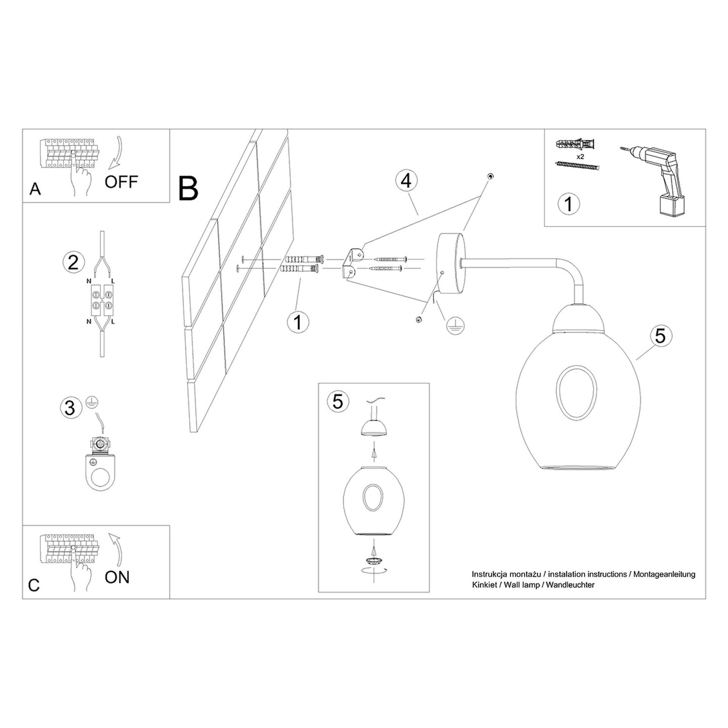 FILLAN ovale wandlamp zwart