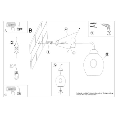 FILLAN ovale wandlamp zwart