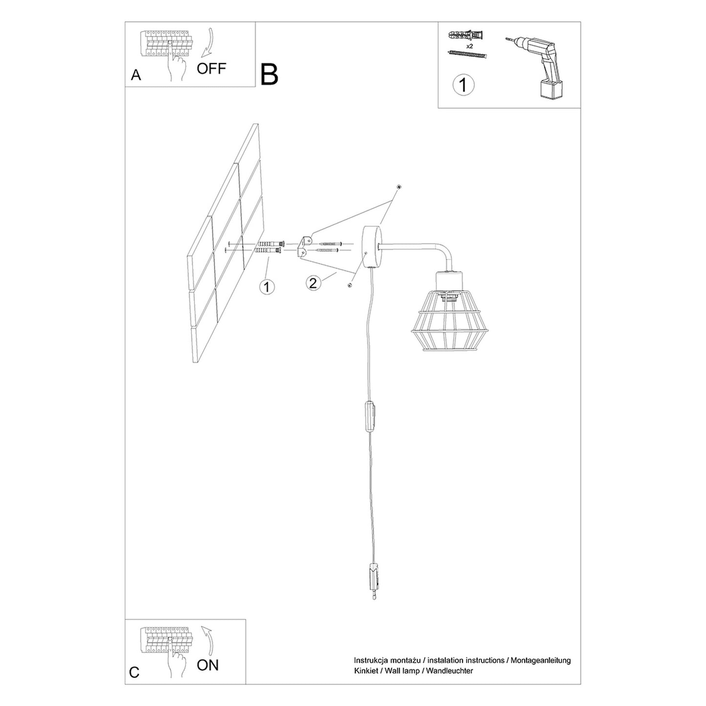 SUBA geometrische wandlamp zwart