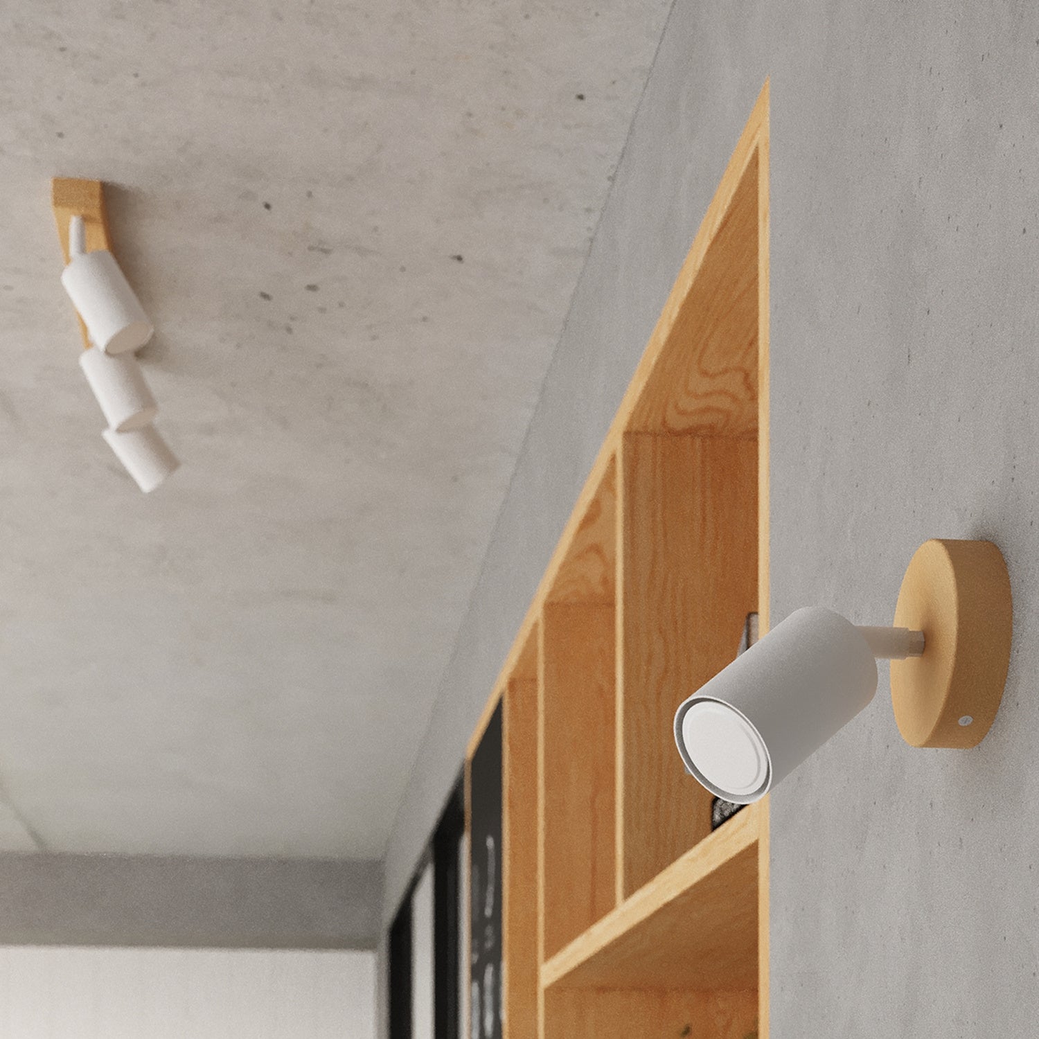VERDO cilindrische wandlamp wit hout
