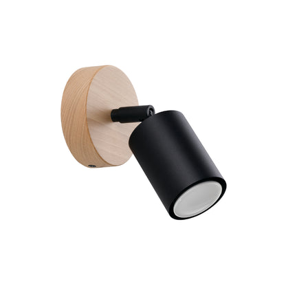VERDO cilindrische wandlamp zwart hout