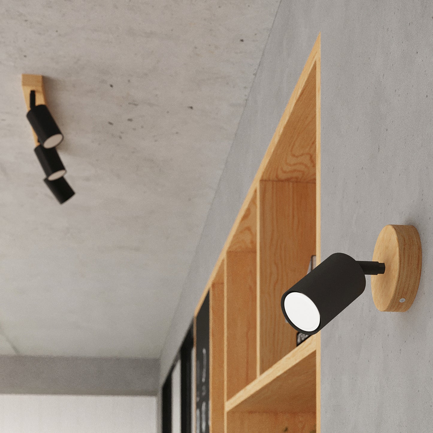 VERDO cilindrische wandlamp zwart hout