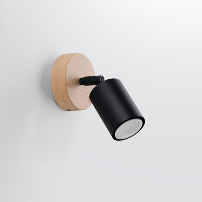VERDO cilindrische wandlamp zwart hout