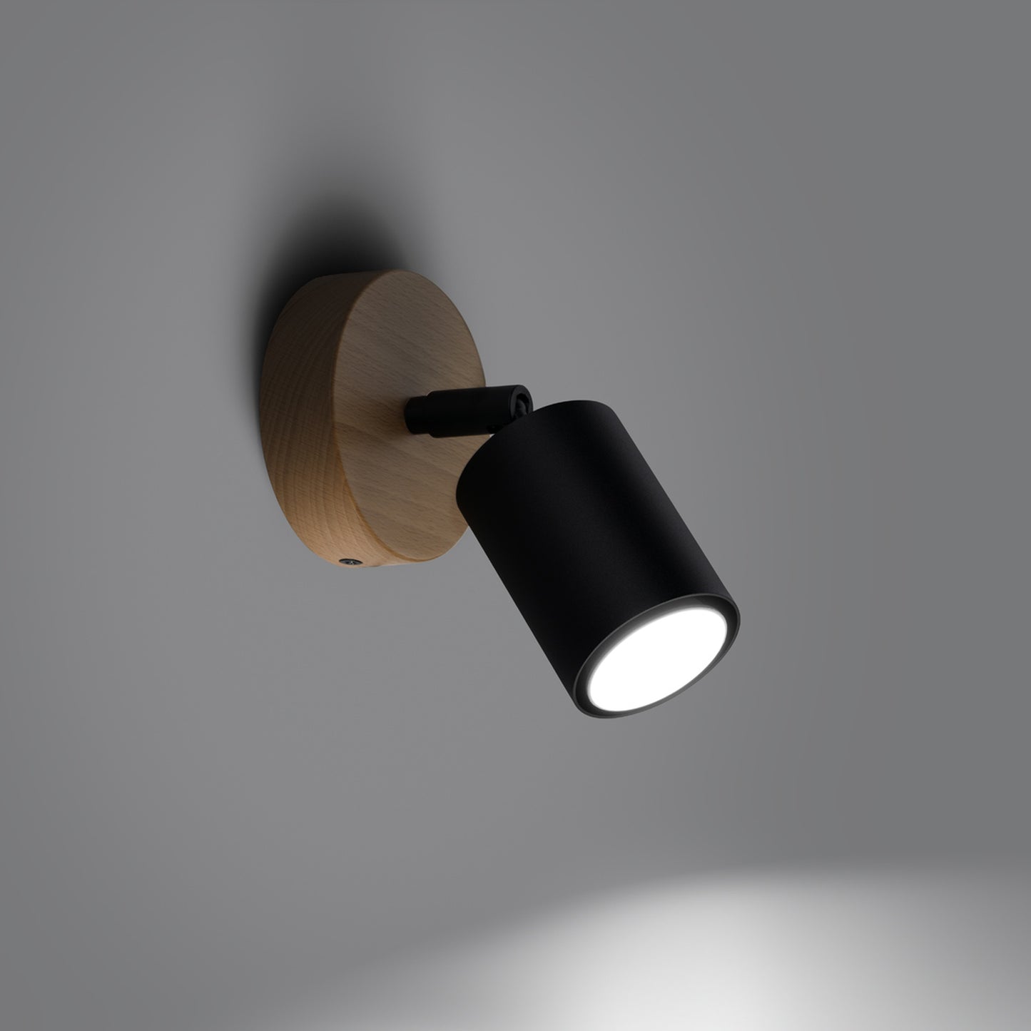 VERDO cilindrische wandlamp zwart hout