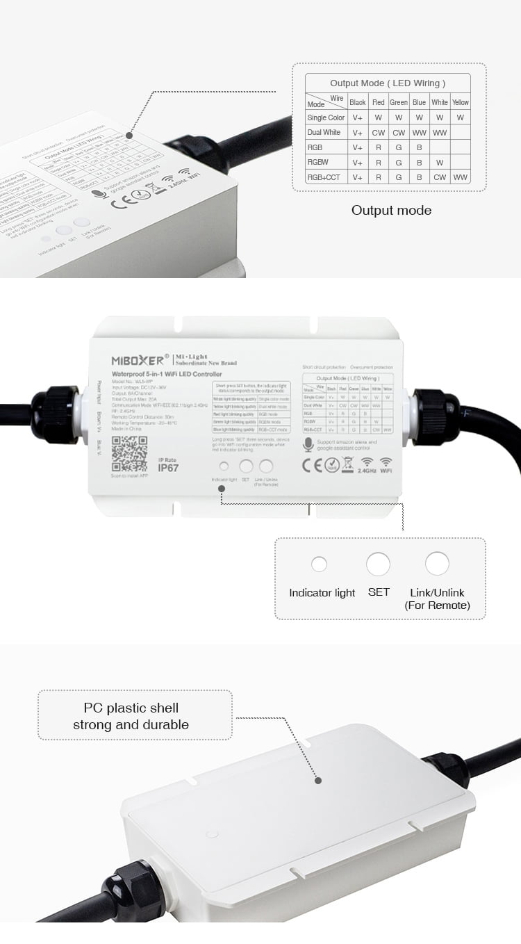 Mi-Light 4-Zone RGB+CCT Controller (WL5-WP)