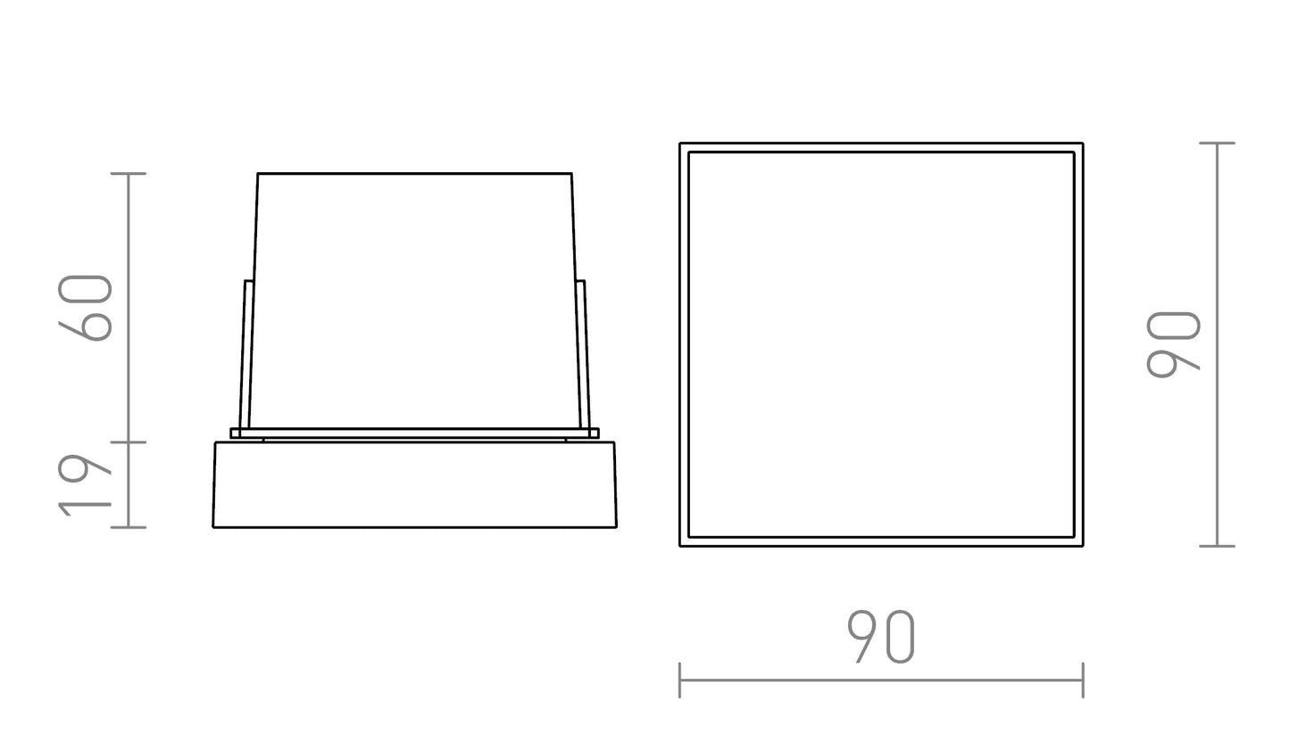 DEJAVU SQ 9 maattekening inbouwmaat 7,2 x 7,5 cm