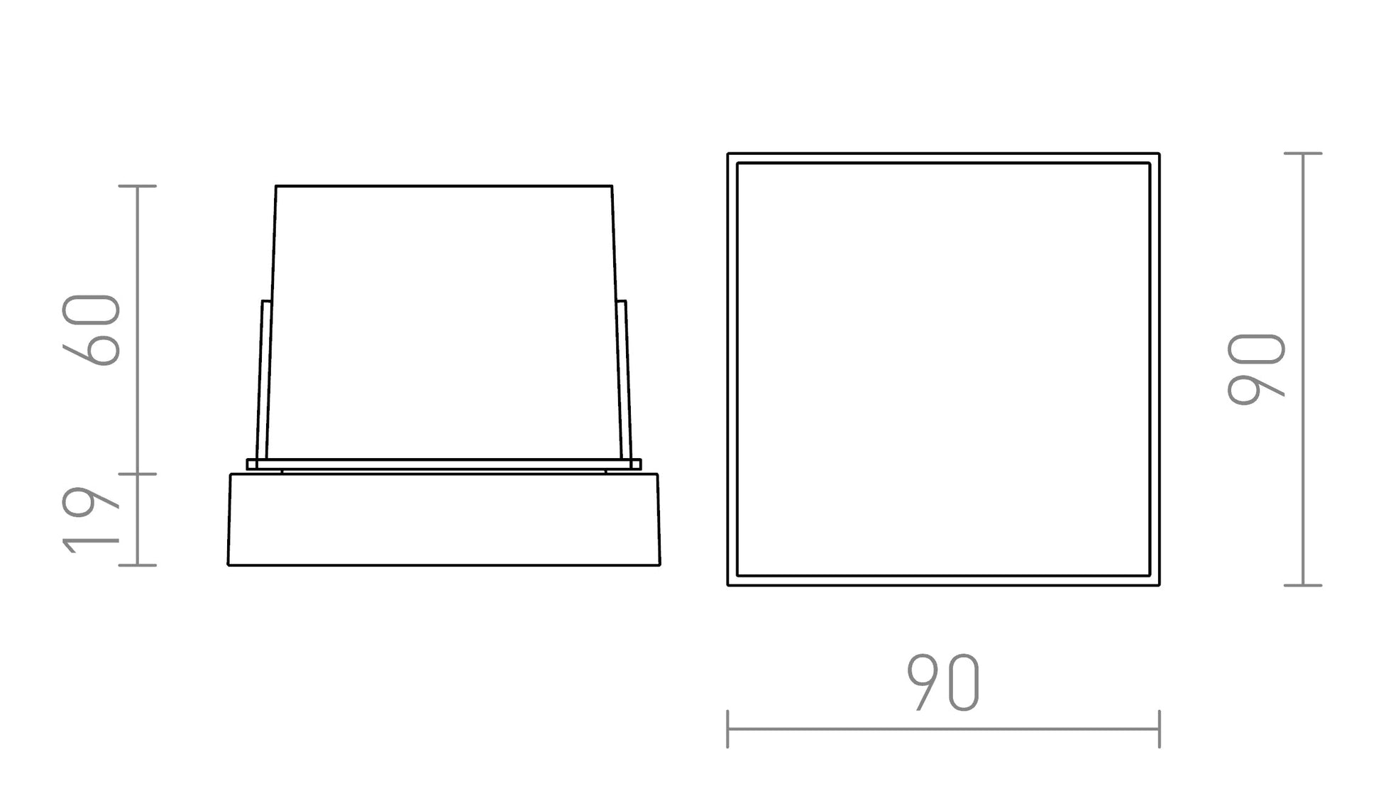 DEJAVU SQ 9 maattekening inbouwmaat 7,2 x 7,5 cm