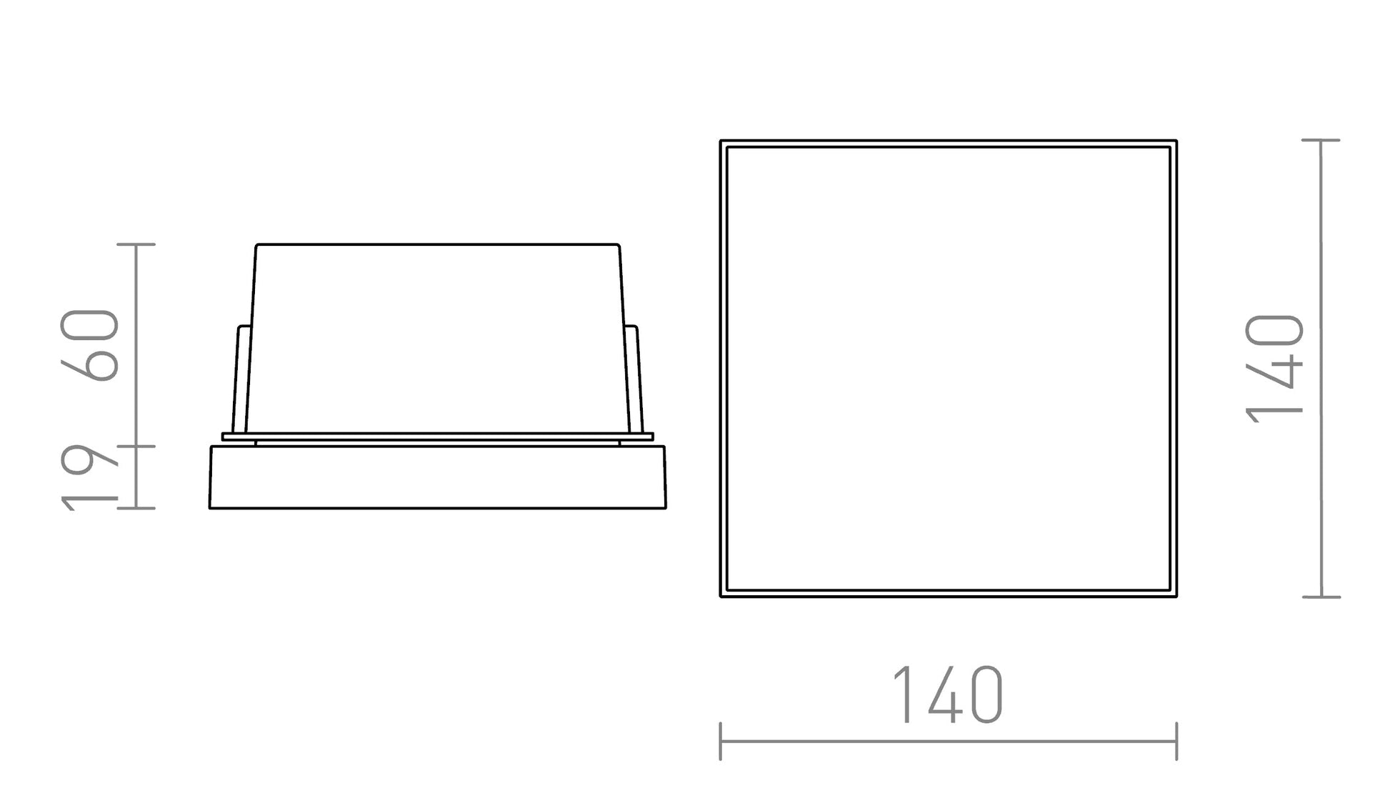 DEJAVU SQ 14 maattekening inbouwmaat 10,8 x 12,5 cm