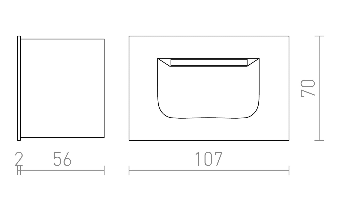PER maattekening inbouwmaat 6,5 x 10,2 cm