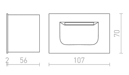 PER maattekening inbouwmaat 6,5 x 10,2 cm
