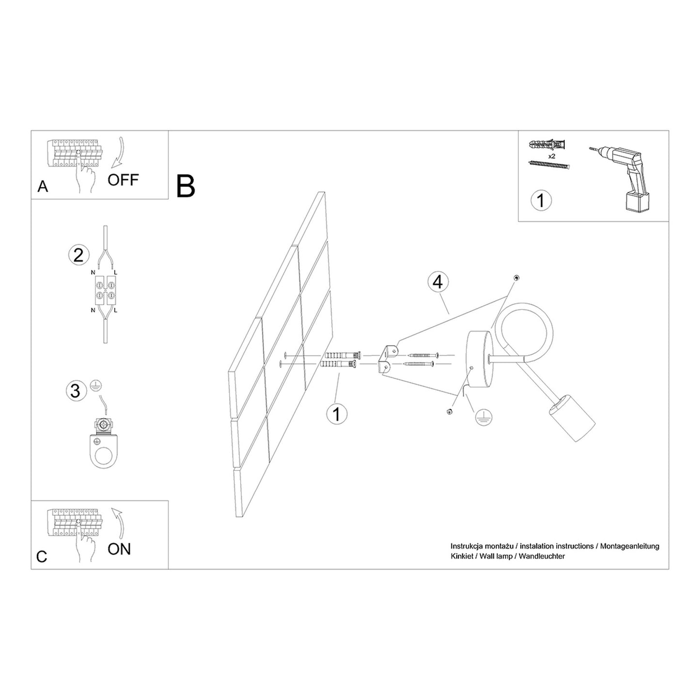SUPEŁ design wandlamp zwart