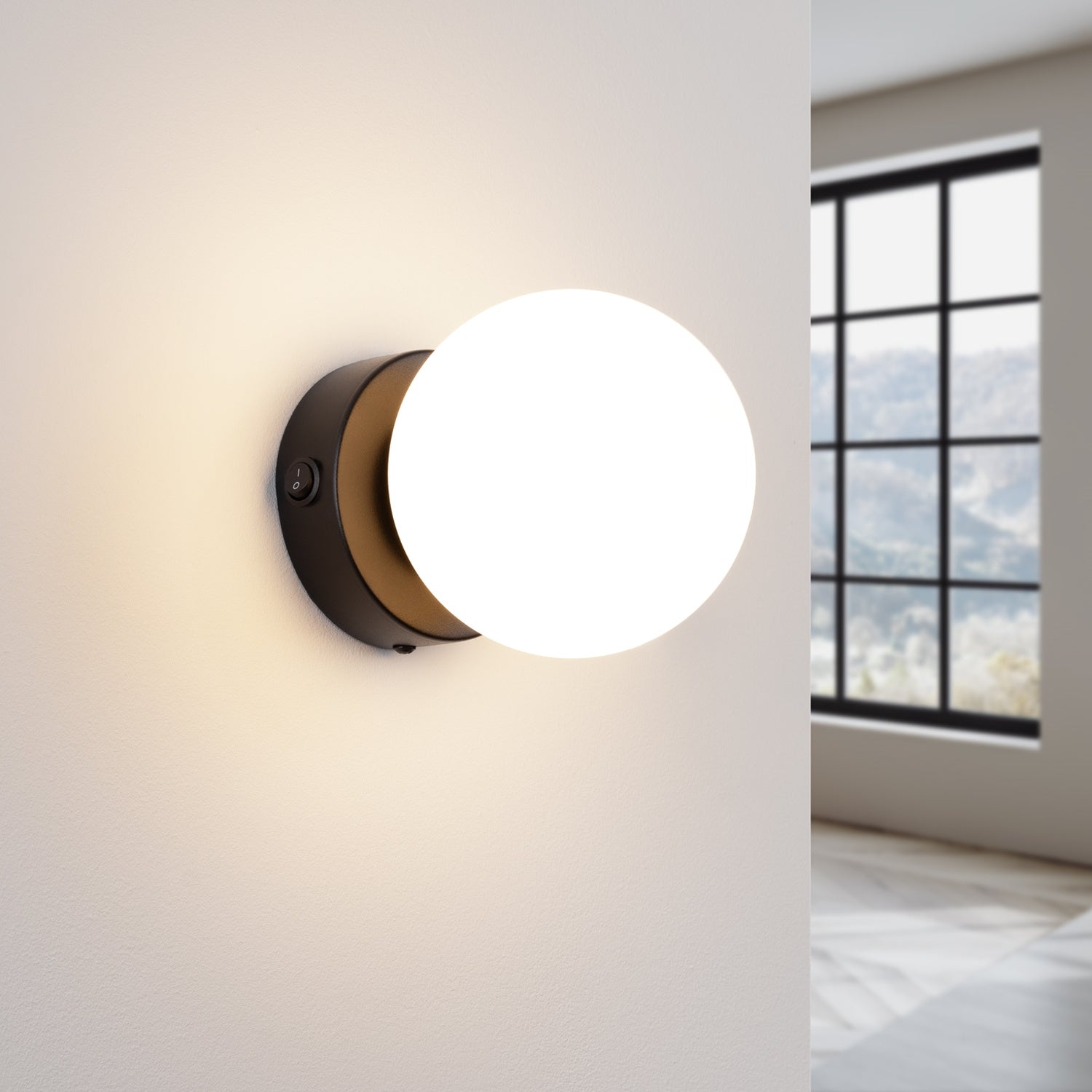 YOLI ronde wandlamp zwart