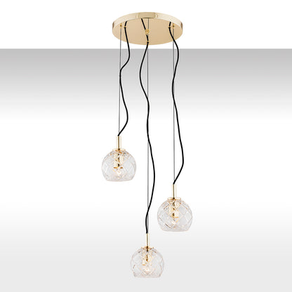 Oviedo hanglamp Transparant-messing 3-lichts