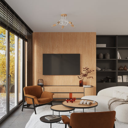 EMBER design wandlamp wit/naturel hout