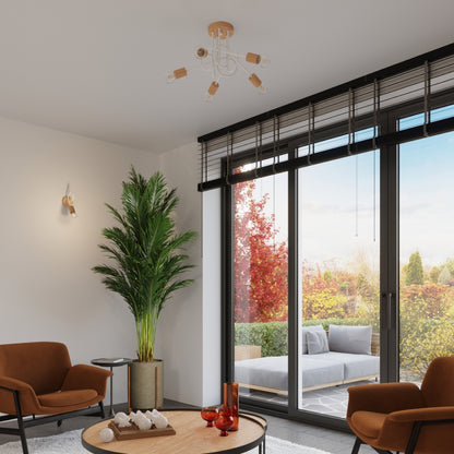 EMBER design wandlamp wit/naturel hout