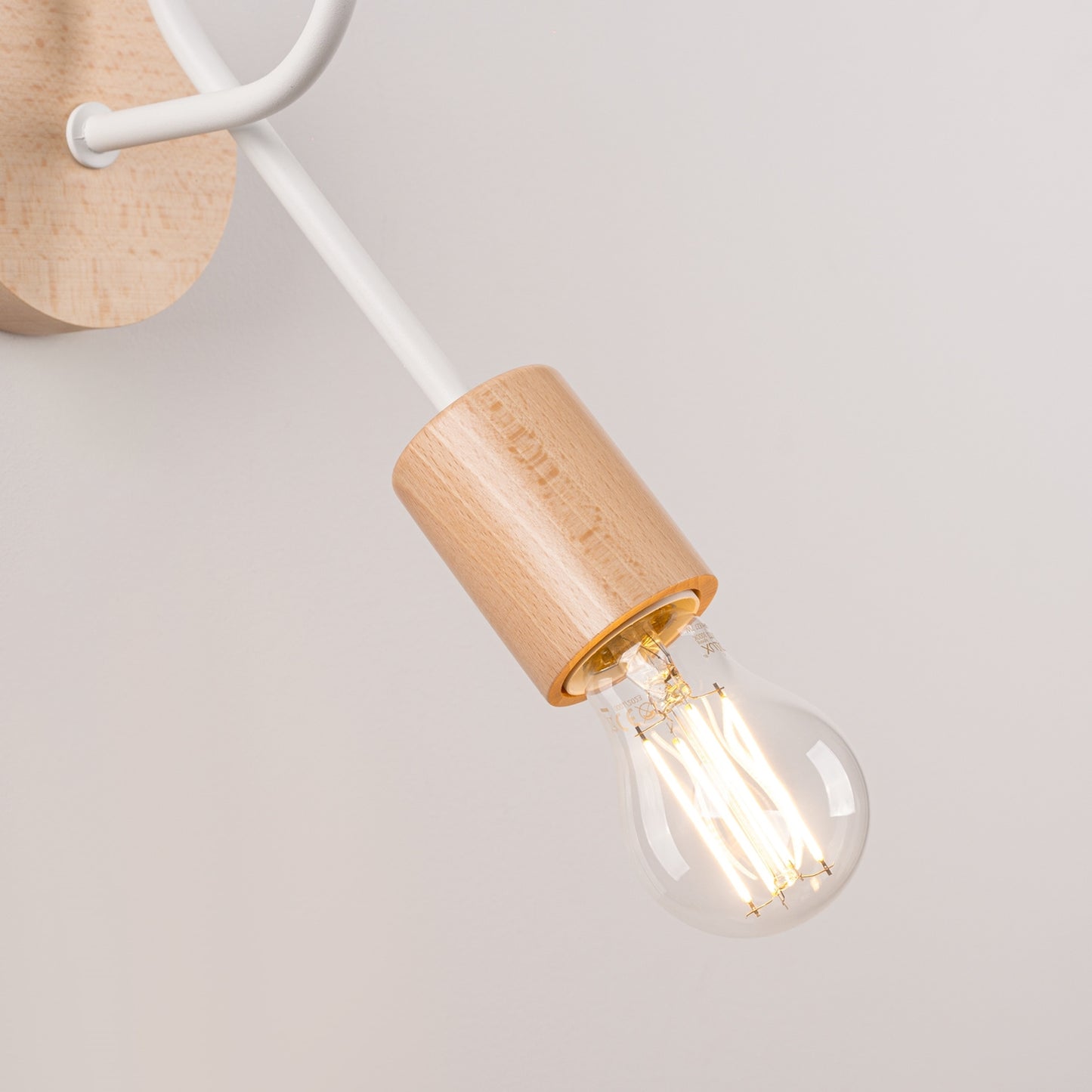 EMBER design wandlamp wit/naturel hout