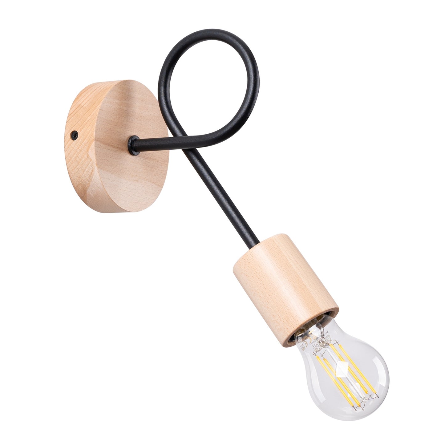EMBER design wandlamp zwart/naturel hout