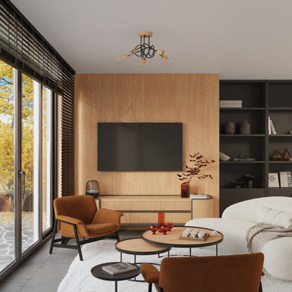 EMBER design wandlamp zwart/naturel hout
