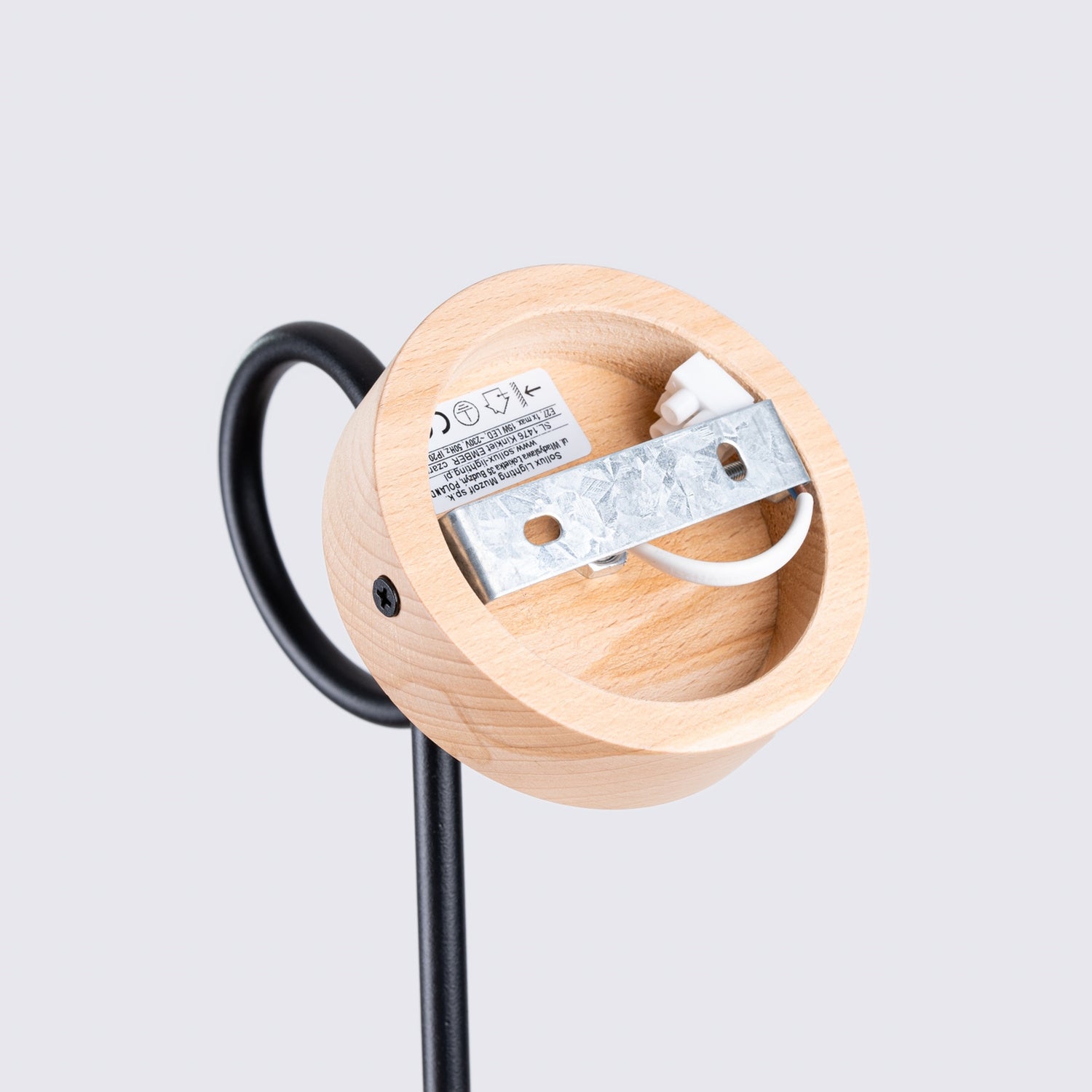 EMBER design wandlamp zwart/naturel hout